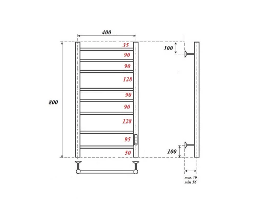 Полотенцесушитель электрический APEXTERMO Стелла ST00184WM 800x400, белый матовый
