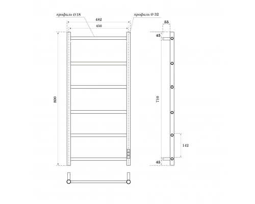 Полотенцесушитель электрический APEXTERMO Стелла Лайт ST00384BL 800x450, черный