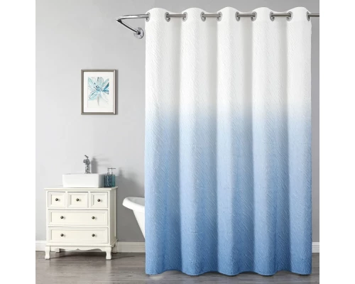 Штора для ванной комнаты (ДВУХСЛОЙНАЯ) 180*200 (бел.,синий) GANZER  (20/1шт)