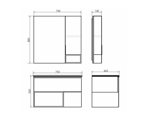 COMFORTY. Зеркало-шкаф "Франкфурт-75" дуб шоколадно-коричневый