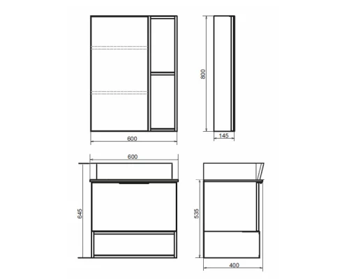 COMFORTY. Зеркало-шкаф "Штутгарт-60" дуб тёмно-коричневый