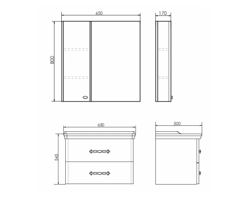 COMFORTY. Тумба-умывальник "Неаполь-65" белый глянец с раковиной 50165