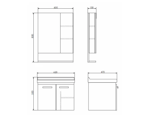 COMFORTY. Зеркало-шкаф "Рига-60" дуб сонома