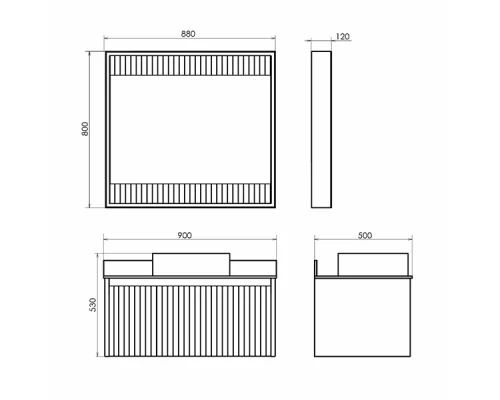 Зеркало-короб Comforty Марсель-90 белое матовое с подсветкой