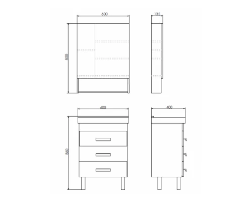 Зеркало-шкаф Comforty Никосия 60 дуб темный