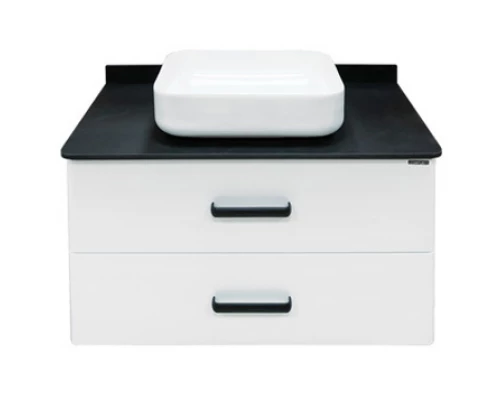 COMFORTY. Тумба-умывальник "Амстердам-95" белая с черной матовой столешницей с раковиной COMFORTY T-Y9378