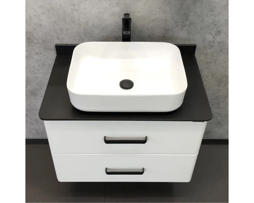 Тумба-умывальник Comforty Амстердам-75 белая с черной матовой столешницей раковина Comforty T-Y9378