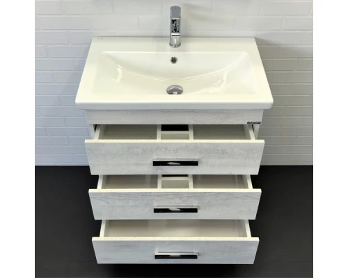 Тумба-умывальник Comforty Никосия-70Н дуб белый с раковиной COMO 70