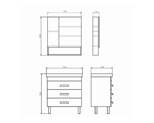 Тумба-умывальник Comforty Никосия-70Н дуб белый с раковиной COMO 70
