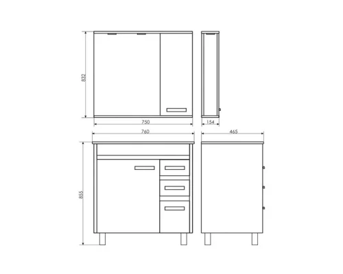 COMFORTY. Зеркало-шкаф "Марио-75" дуб темный