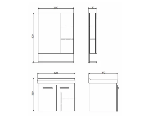COMFORTY. Зеркало-шкаф "Рига-60" дуб сонома