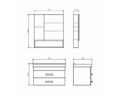 COMFORTY. Зеркало-шкаф "Никосия-70" дуб белый