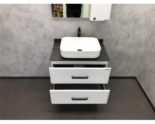 Тумба-умывальник Comforty Амстердам-75 белая с черной матовой столешницей раковина Comforty T-Y9378