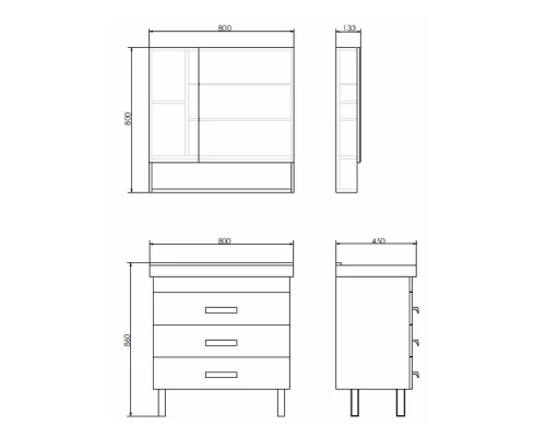 Зеркало-шкаф Comforty Никосия-80 дуб темный