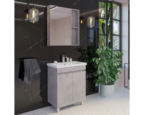 Зеркало-шкаф "Осло-70" бетон светлый