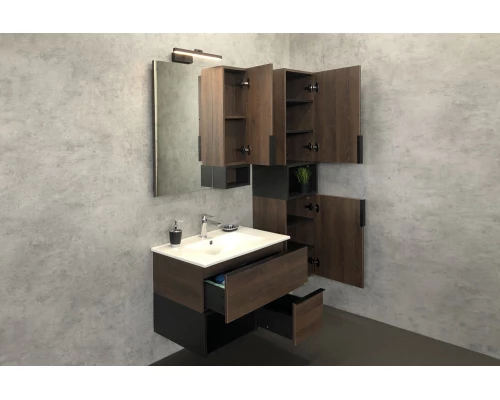 COMFORTY. Зеркало-шкаф "Франкфурт-75" дуб шоколадно-коричневый