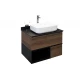 COMFORTY. Тумба-умывальник "Штутгарт-75" дуб тёмно-коричневый с черной столешницей c раковиной COMFORTY T-Y9378
