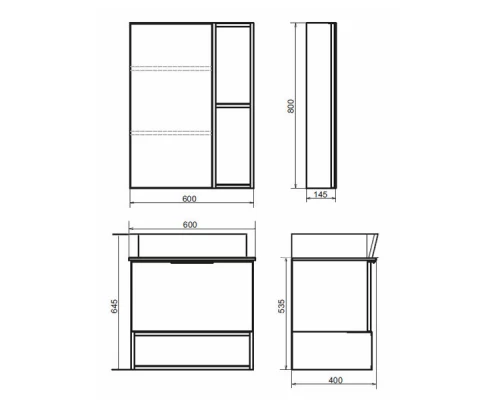 COMFORTY. Зеркало-шкаф "Штутгарт-60" дуб тёмно-коричневый