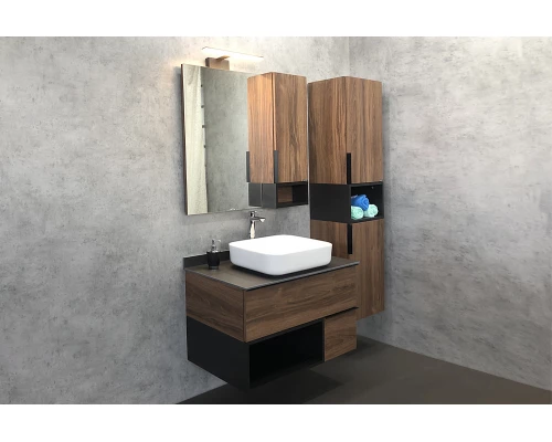 COMFORTY. Зеркало-шкаф "Штутгарт-90" дуб тёмно-коричневый