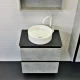 COMFORTY. Тумба-умывальник "Эдинбург-60-2" бетон светлый с черной столешницей с отверстием под смеситель, с раковиной COMFORTY 9111