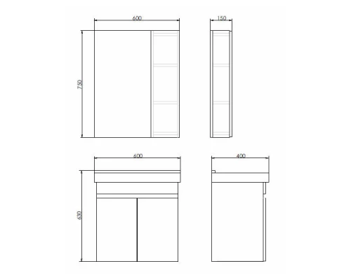 COMFORTY. Зеркало-шкаф "Тромсе-60" дуб сонома