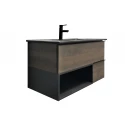 COMFORTY. Тумба-умывальник "Франкфурт-90" дуб шоколадно-коричневый с раковиной  COMFORTY 90E черная матовая