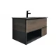 COMFORTY. Тумба-умывальник "Франкфурт-90" дуб шоколадно-коричневый с раковиной  COMFORTY 90E черная матовая
