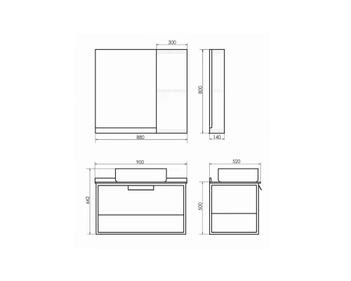 COMFORTY. Зеркало-шкаф "Кёльн-90" дуб темный