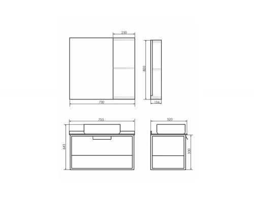 COMFORTY. Зеркало-шкаф "Кёльн-75" дуб темный