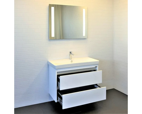 Тумба-умывальник Comforty Дублин 89 белый глянец с раковиной Адриана 90