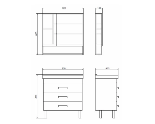 Тумба-умывальник Comforty Никосия-80Н дуб темный с раковиной Fest 80