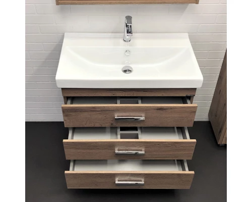 Тумба-умывальник Comforty Никосия-80Н дуб темный с раковиной Fest 80