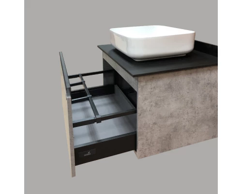 COMFORTY. Тумба-умывальник "Эдинбург-75" бетон светлый с черной столешницей, с раковиной COMFORTY T-Y9378