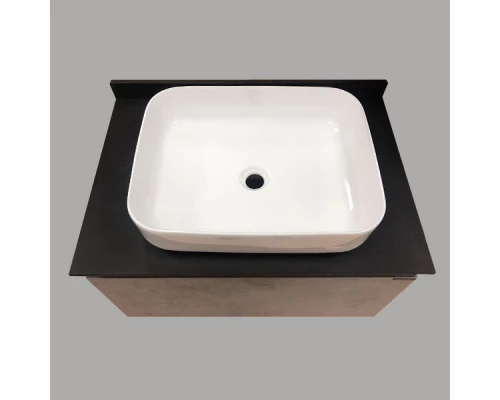 COMFORTY. Тумба-умывальник "Эдинбург-75" бетон светлый с черной столешницей, с раковиной COMFORTY T-Y9378