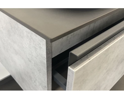 COMFORTY. Тумба-умывальник "Эдинбург-75" бетон светлый с черной столешницей, с раковиной COMFORTY T-Y9378