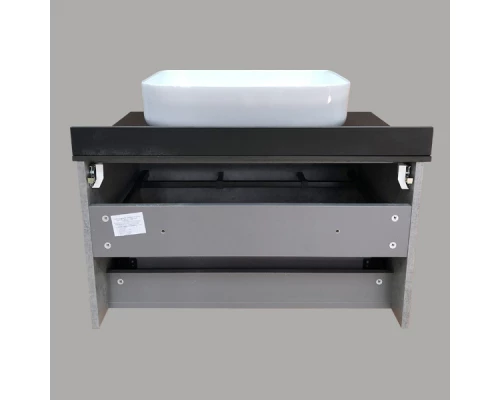 COMFORTY. Тумба-умывальник "Эдинбург-75" бетон светлый с черной столешницей, с раковиной COMFORTY T-Y9378