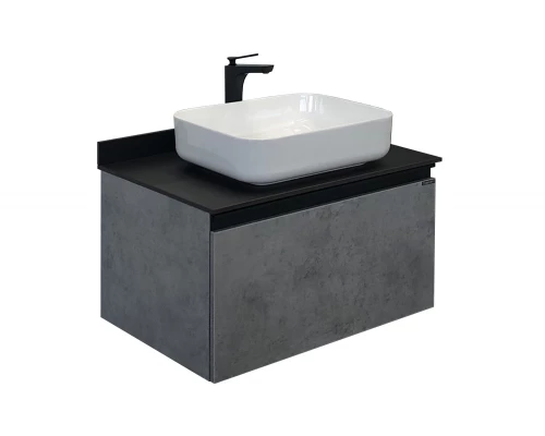 COMFORTY. Тумба-умывальник "Эдинбург-75" бетон светлый с черной столешницей, с раковиной COMFORTY T-Y9378