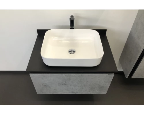 COMFORTY. Тумба-умывальник "Эдинбург-75" бетон светлый с черной столешницей, с раковиной COMFORTY T-Y9378