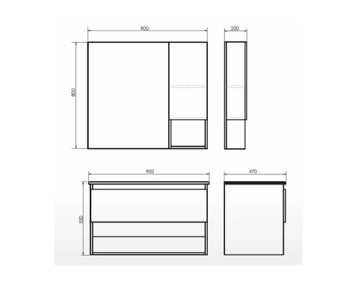 COMFORTY. Зеркало-шкаф "Бордо-90" дуб темно-коричневый