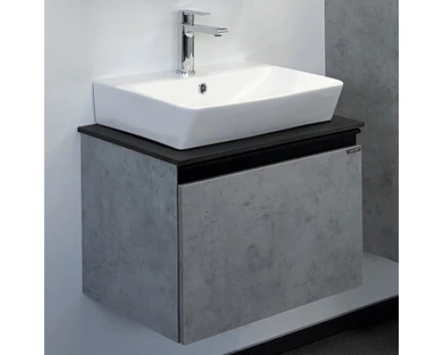 COMFORTY. Тумба-умывальник "Эдинбург-60" бетон светлый с черной столешницей №8, с раковиной COMFORTY 9055RA-50