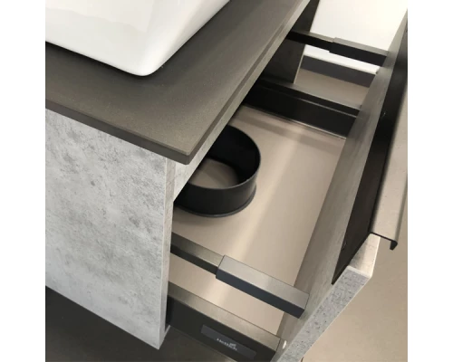 COMFORTY. Тумба-умывальник "Эдинбург-60" бетон светлый с черной столешницей №8, с раковиной COMFORTY 9055RA-50