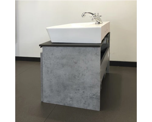 COMFORTY. Тумба-умывальник "Эдинбург-60" бетон светлый с черной столешницей №8, с раковиной COMFORTY 9055RA-50