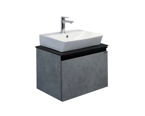 COMFORTY. Тумба-умывальник "Эдинбург-60" бетон светлый с черной столешницей №8, с раковиной COMFORTY 9055RA-50