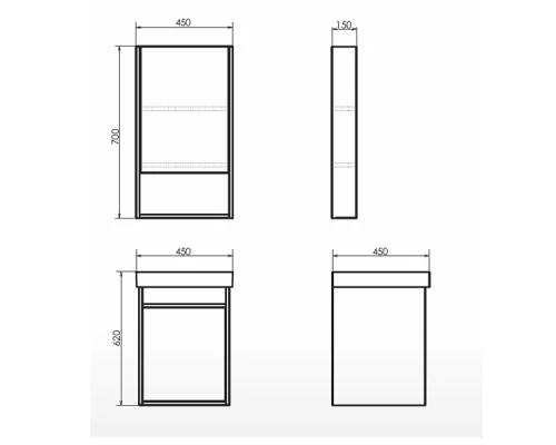 COMFORTY. Зеркало-шкаф "Вена-45" дуб дымчатый