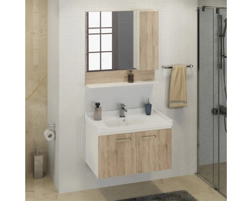 COMFORTY. Тумба-умывальник "Рига-80" дуб сонома с раковиной COMFORTY 9335-80