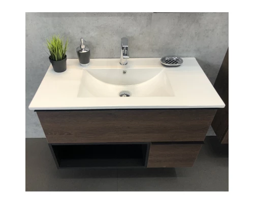 COMFORTY. Тумба-умывальник "Франкфурт-75" дуб шоколадно-коричневый с раковиной COMFORTY 75E