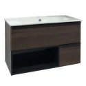 COMFORTY. Тумба-умывальник "Франкфурт-90" дуб шоколадно-коричневый с раковиной Quadro 90