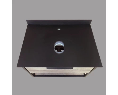 COMFORTY. Тумба-умывальник "Кёльн-75" дуб темный с черной столешницей с раковиной COMFORTY T-Y9378