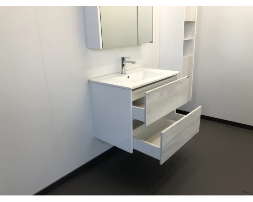 COMFORTY. Тумба-умывальник "Женева-75" дуб белый с раковиной COMFORTY 75E