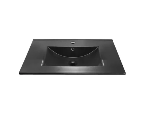 COMFORTY. Тумба-умывальник "Бредфорд-75" дуб темный с раковиной COMFORTY 75E черная матовая